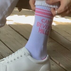 Camp Beverly Hills White & Pink Stripe Socks